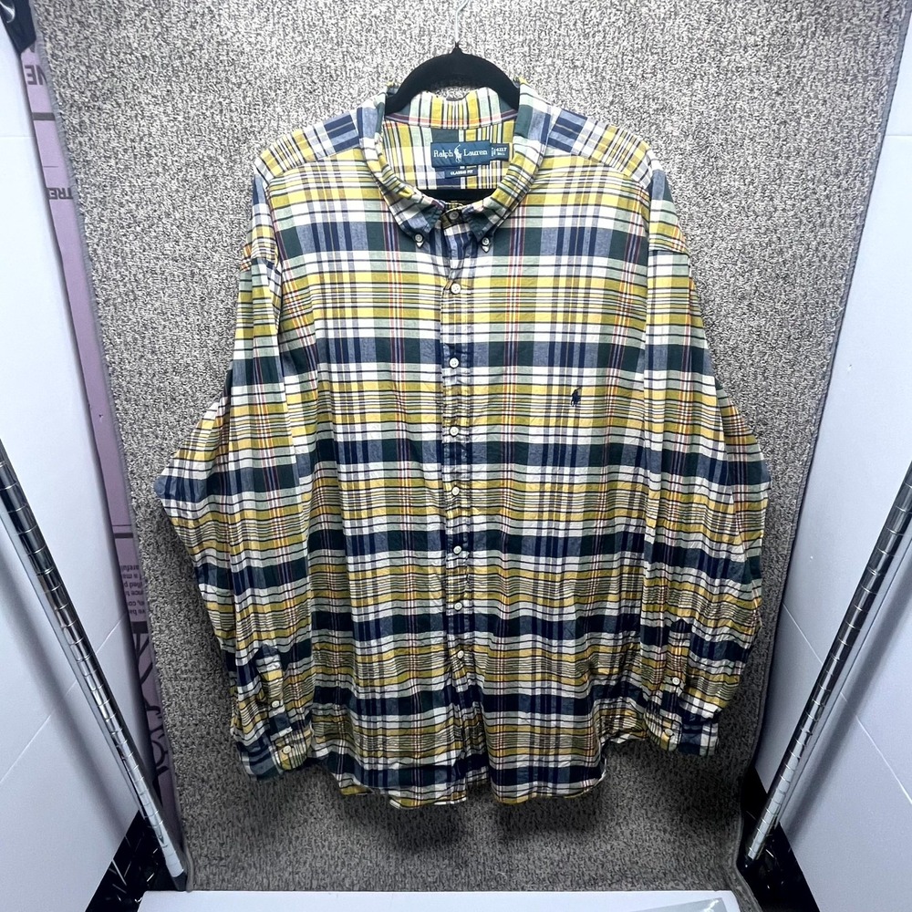 Ralph Lauren Mens 4XLT Multicolor Plaid Classic Fit Button Down Shirt L/S